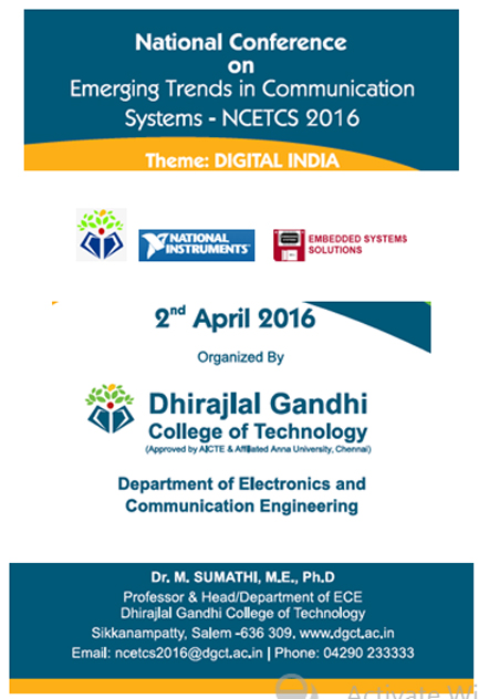 	
                National Conference - Emerging Trends in Communication System-NCETCS 2016